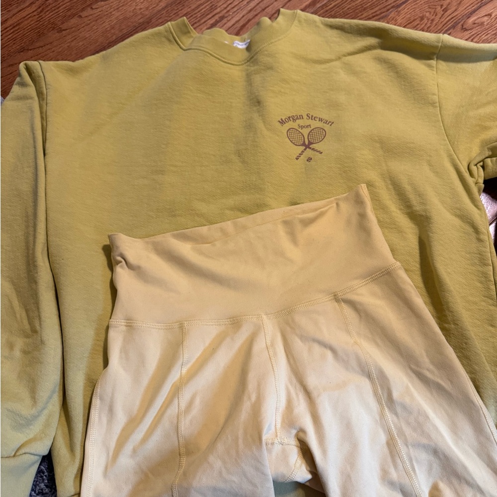 Morgan Stewart Yellow Sweatshirt/Biker Short Set